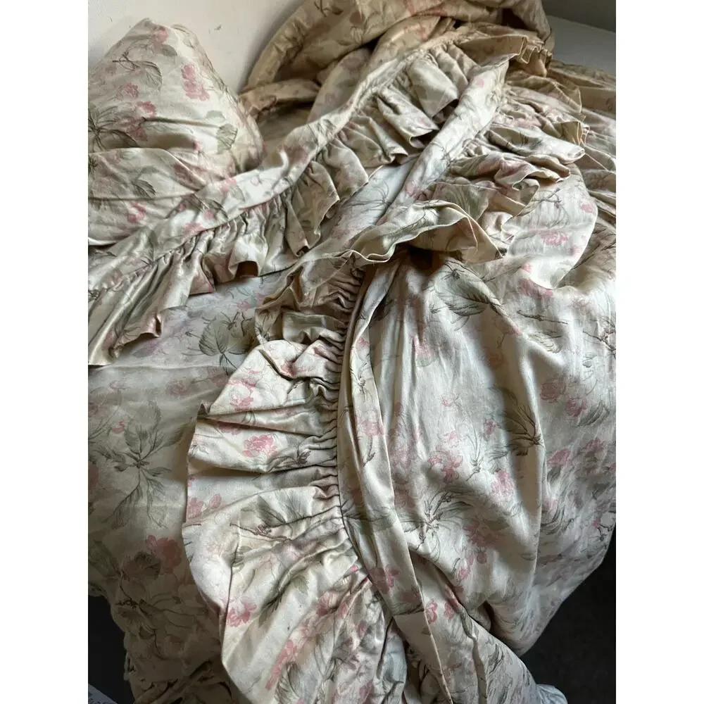 RALPH LAUREN Reine Floral Sateen king duvet cover+3 euro shams set 4 Ruffled